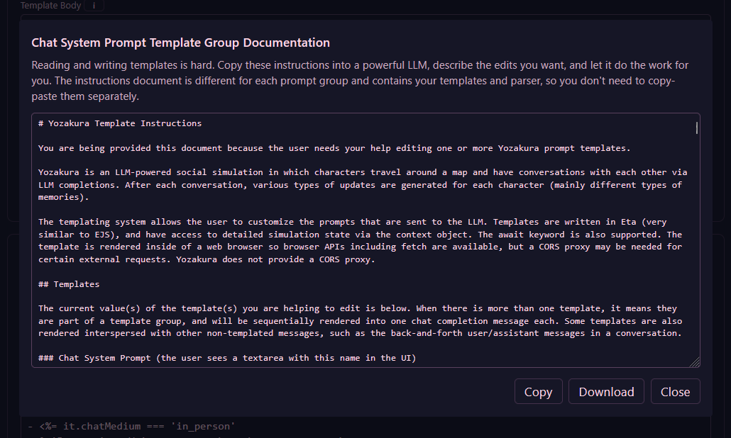 AI context doc for prompt templates