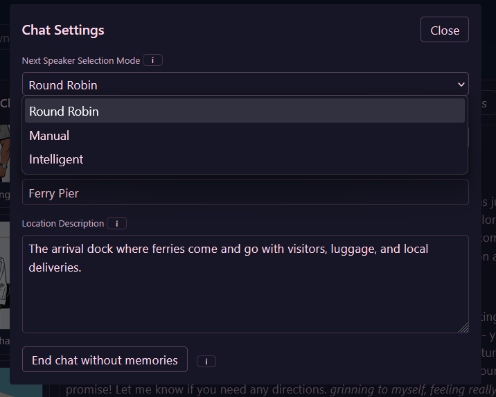 speaker selection mode settings